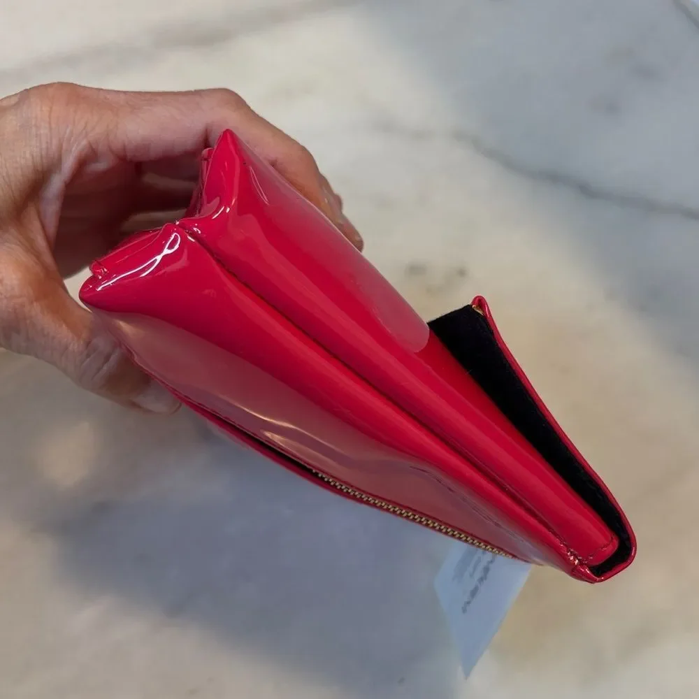 Yves Saint Laurent Purse Vibrant Red Patent Leather Clutch Cosmetic Bag NWT - Picture 10 of 15